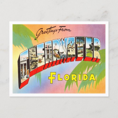 Greetings from Clearwater Florida Vintage Travel Postcard