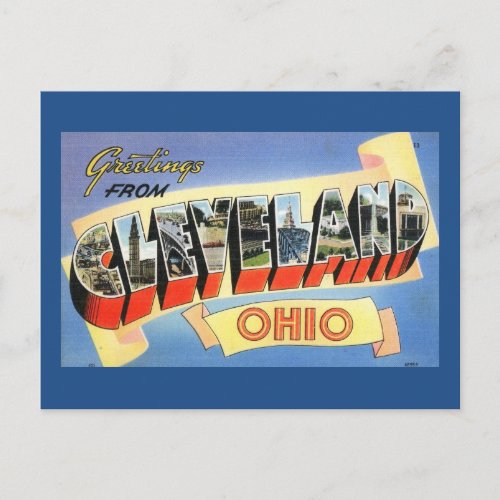 Greetings from Cleveland Ohio Vintage Postcard