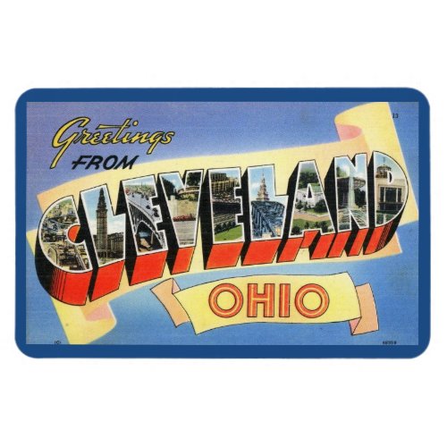 Greetings from Cleveland Ohio Vintage Postcard Magnet