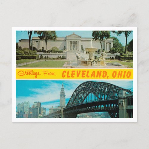 Greetings from Cleveland Ohio Vintage Travel Postcard