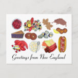 Greetings from Coastal New England Food Cuisine Postcard