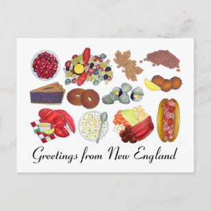 Greetings from Coastal New England Food Cuisine Postcard