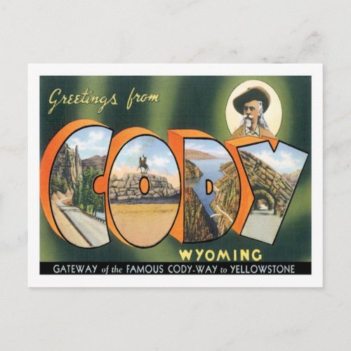 Greetings From Cody Wyoming US City Postcard