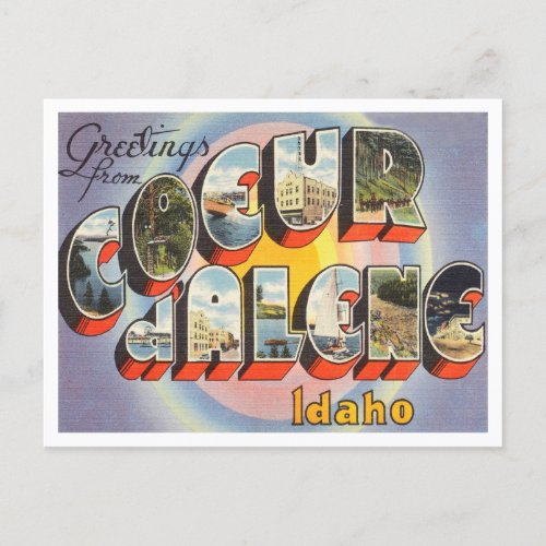 Greetings from Coeur dAlene Idaho Vintage Travel Postcard