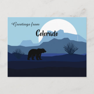 Greetings from Colorado State Monochromatic Blues  Postcard