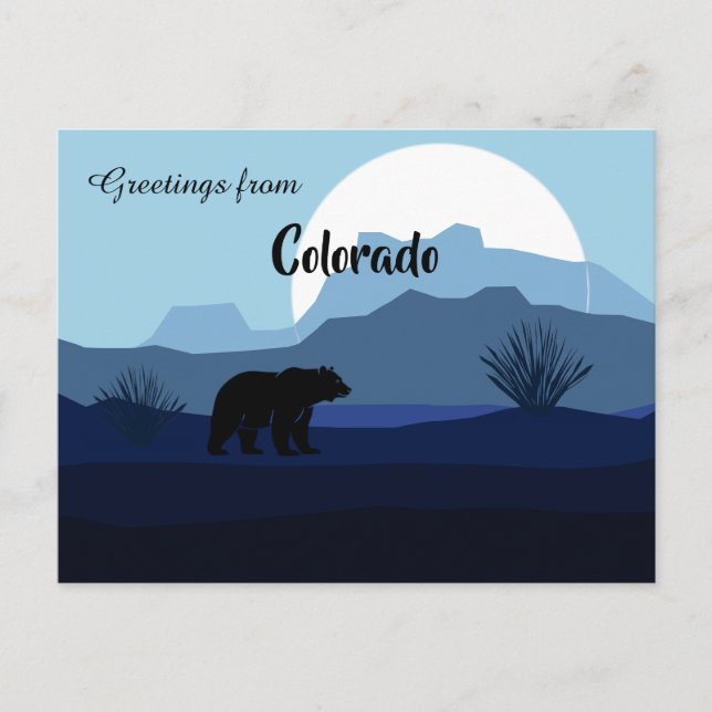 Greetings from Colorado State Monochromatic Blues  Postcard (Front)