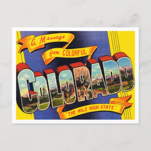 Greetings from Colorado The Mile High State Postcard