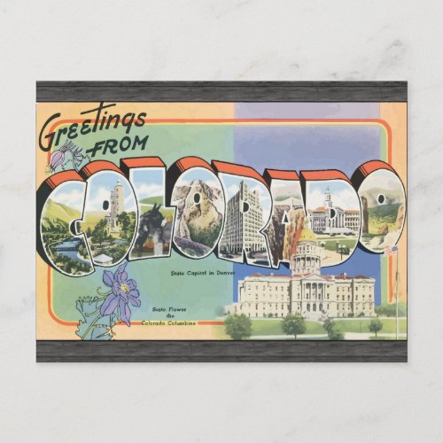 Greetings From Colorado Vintage Postcard