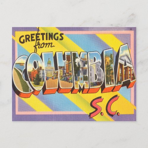 Greetings from Columbia South Carolina Travel Postcard