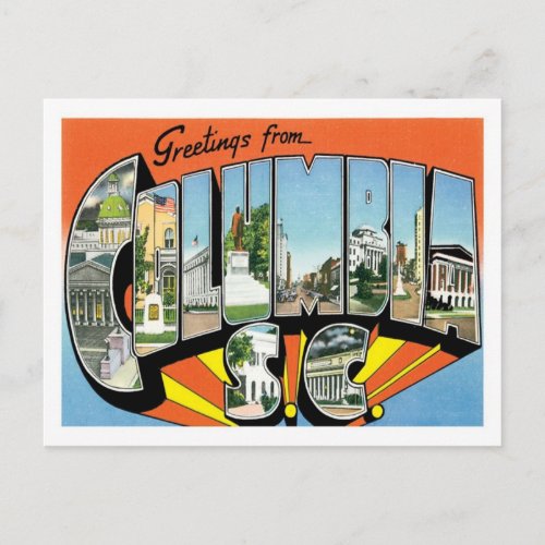 Greetings From Columbia South Carolina US City Postcard