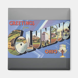 Greetings From Columbus Ohio, Vintage Magnet