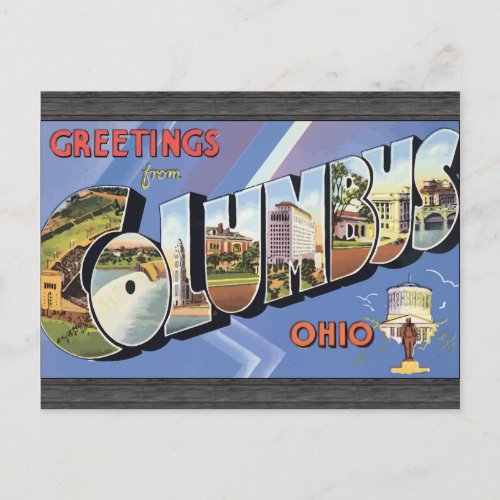 Greetings From Columbus Ohio Vintage Postcard