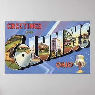 Greetings From Columbus Ohio, Vintage Poster