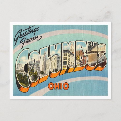 Greetings from Columbus Ohio Vintage Travel Postcard