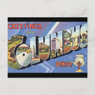 Greetings from Columbus Ohio_Vintage Travel Poster Postcard