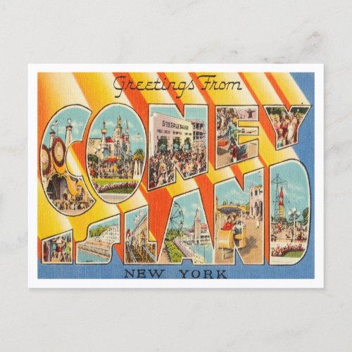 Greetings from Coney Island New York Travel Postcard