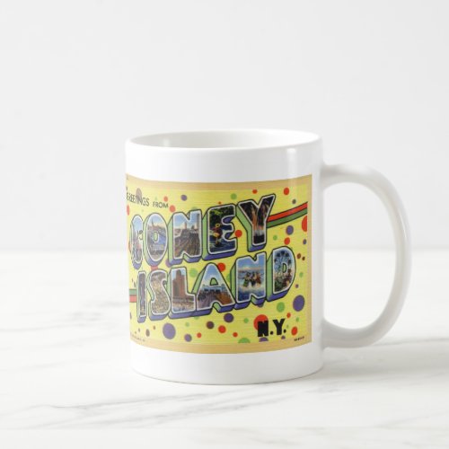 Greetings from Coney Island Vintage Postcard Mug