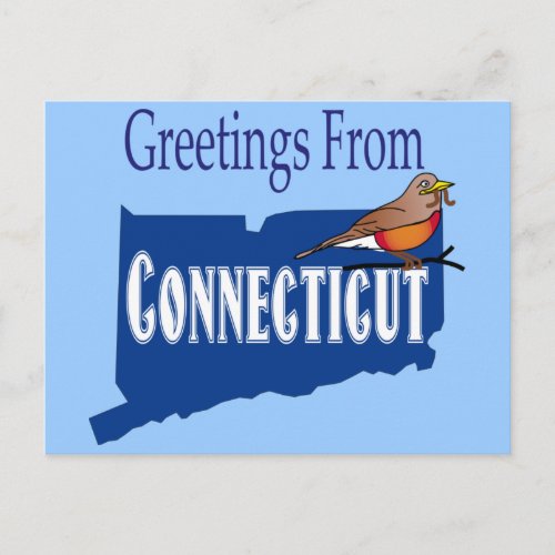 Greetings From Connecticut American Robin State Invitation Postcard