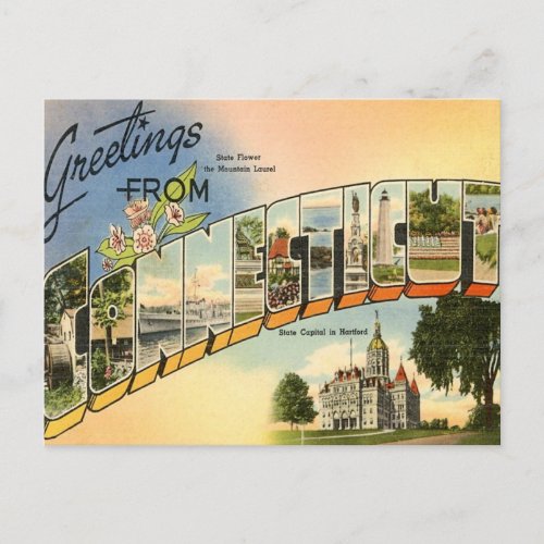 Greetings From Connecticut Postcard