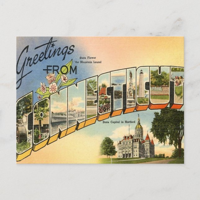 Greetings From Connecticut Postcard (Front)