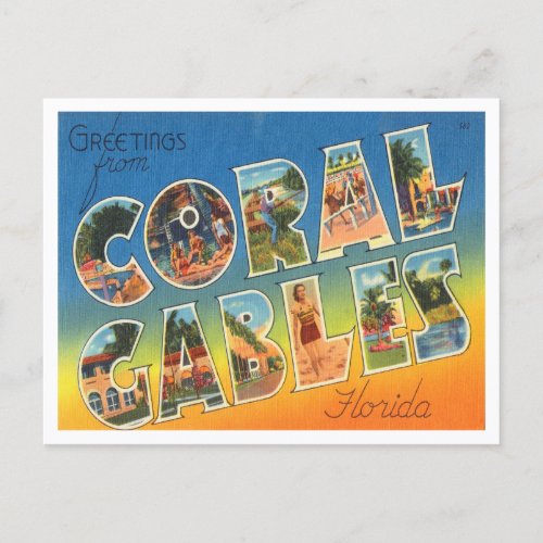 Greetings from Coral Gables Florida Travel Postcard
