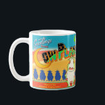 GREETINGS FROM COW PLANET Boynton Coffee Mug<br><div class="desc">The bold futuristic look of a 1930s postcard, featuring otherworldly cows. (A solemn nod to the Cow Planet episodes sung by Billy J Kramer on DOG TRAIN: a Wild Ride on the Rock-and-Roll Side.)</div>