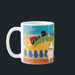 GREETINGS FROM COW PLANET Boynton Coffee Mug<br><div class="desc">The bold futuristic look of a 1930s postcard,  featuring otherworldly cows. (A solemn nod to the Cow Planet episodes sung by Billy J Kramer on DOG TRAIN: a Wild Ride on the Rock-and-Roll Side.)</div>