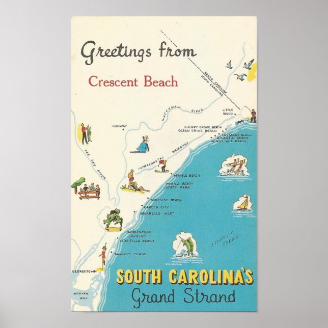 Greetings from Crescent Beach Grand Strand Poster (Front)