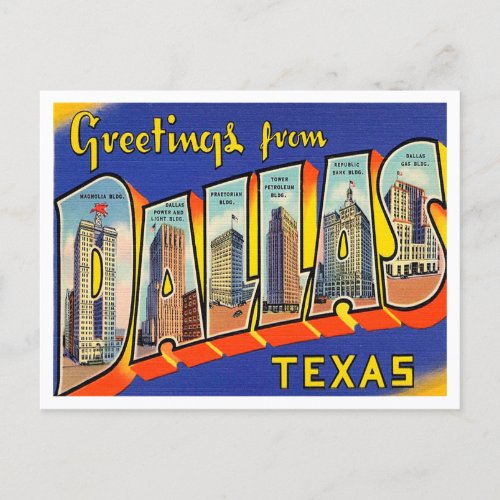 Greetings from Dallas Texas Vintage Travel Postcard