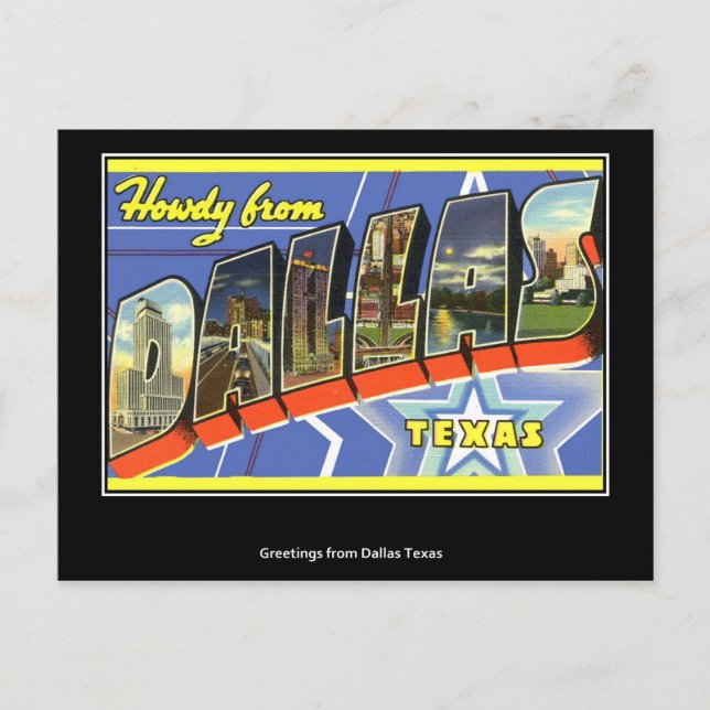 Greetings from Dallas Vintage Postcard (Front)