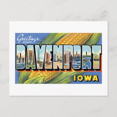 Greetings from Davenport Iowa Postcard