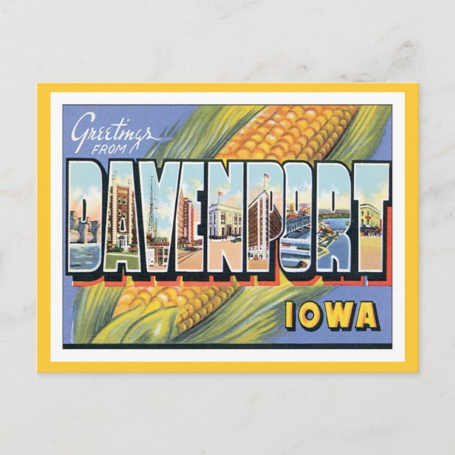 Greetings From Davenport Iowa Postcard (Front)