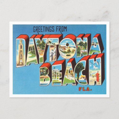 Greetings from Daytona Beach Florida Travel Postcard