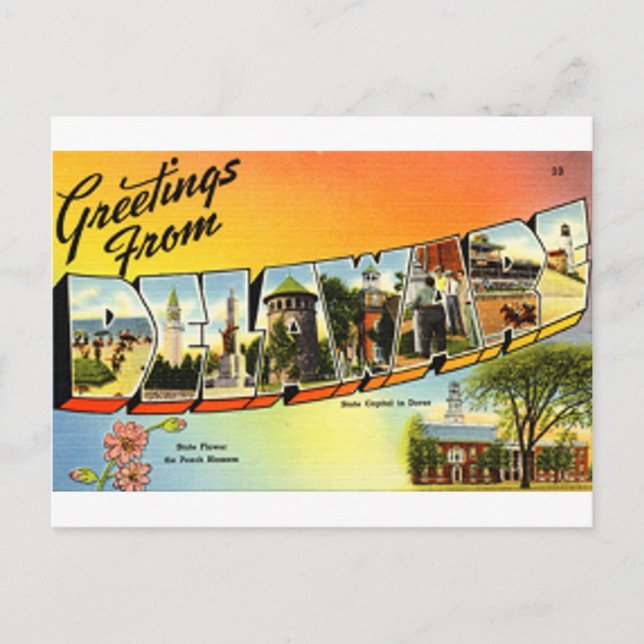 Greetings From Delaware Postcard (Front)