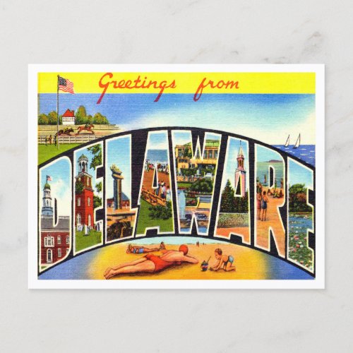 Greetings from Delaware Vintage Travel Postcard