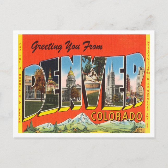 Greetings from Denver, Colorado Vintage Travel Postcard (Front)