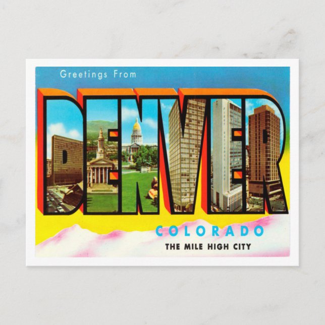 Greetings from Denver, Colorado Vintage Travel Postcard (Front)