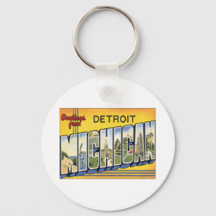 Greetings From Detroit Michigan Keychain
