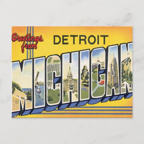 Greetings From Detroit Michigan Postcard
