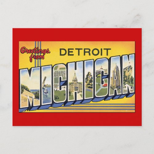 Greetings from Detroit Michigan Postcard