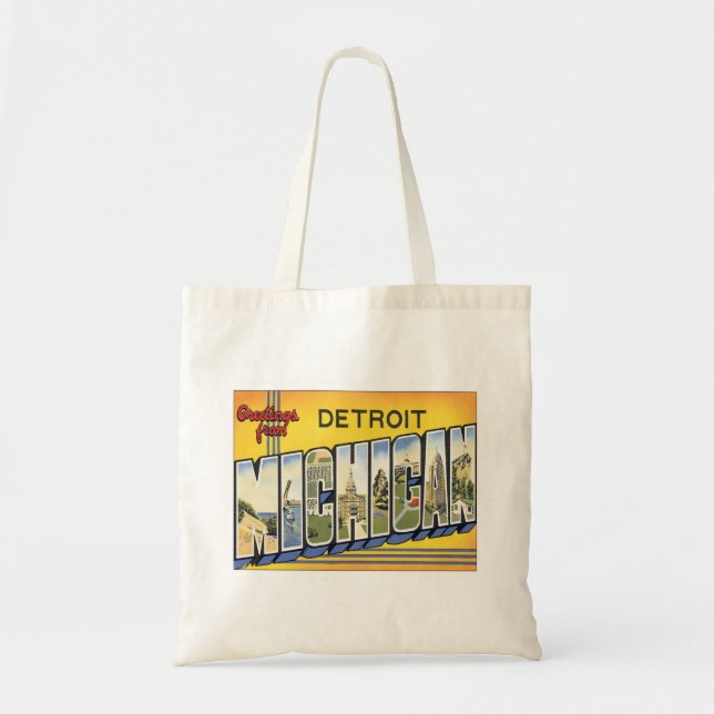 Greetings From Detroit Michigan Tote Bag (Front)