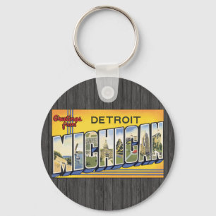 Greetings From Detroit Michigan, Vintage Keychain