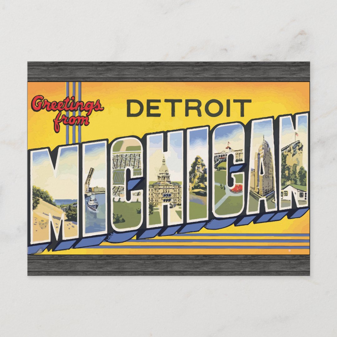 Greetings From Detroit Michigan, Vintage Postcard | Zazzle