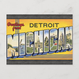 Greetings From Detroit Michigan, Vintage Postcard
