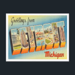 Greetings from Detroit, Michigan Vintage Travel Postcard<br><div class="desc">Greetings from Detroit,  Michigan Vintage Travel Postcard</div>