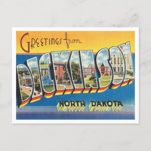 Greetings from Dickinson North Dakota Travel Postcard