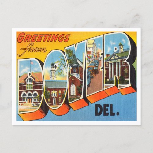 Greetings from Dover Delaware Vintage Travel Postcard