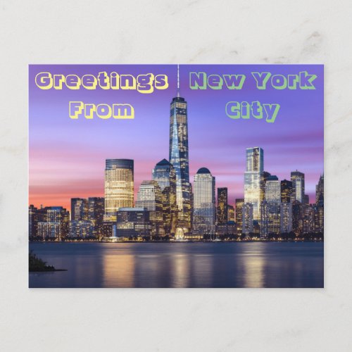 Greetings From Downtown New York City Postcard