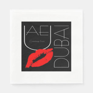 Greetings from Dubai UAE Red Lipstick Kiss Napkins