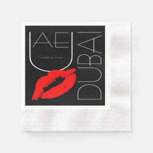 Greetings from Dubai UAE Red Lipstick Kiss Paper Napkins